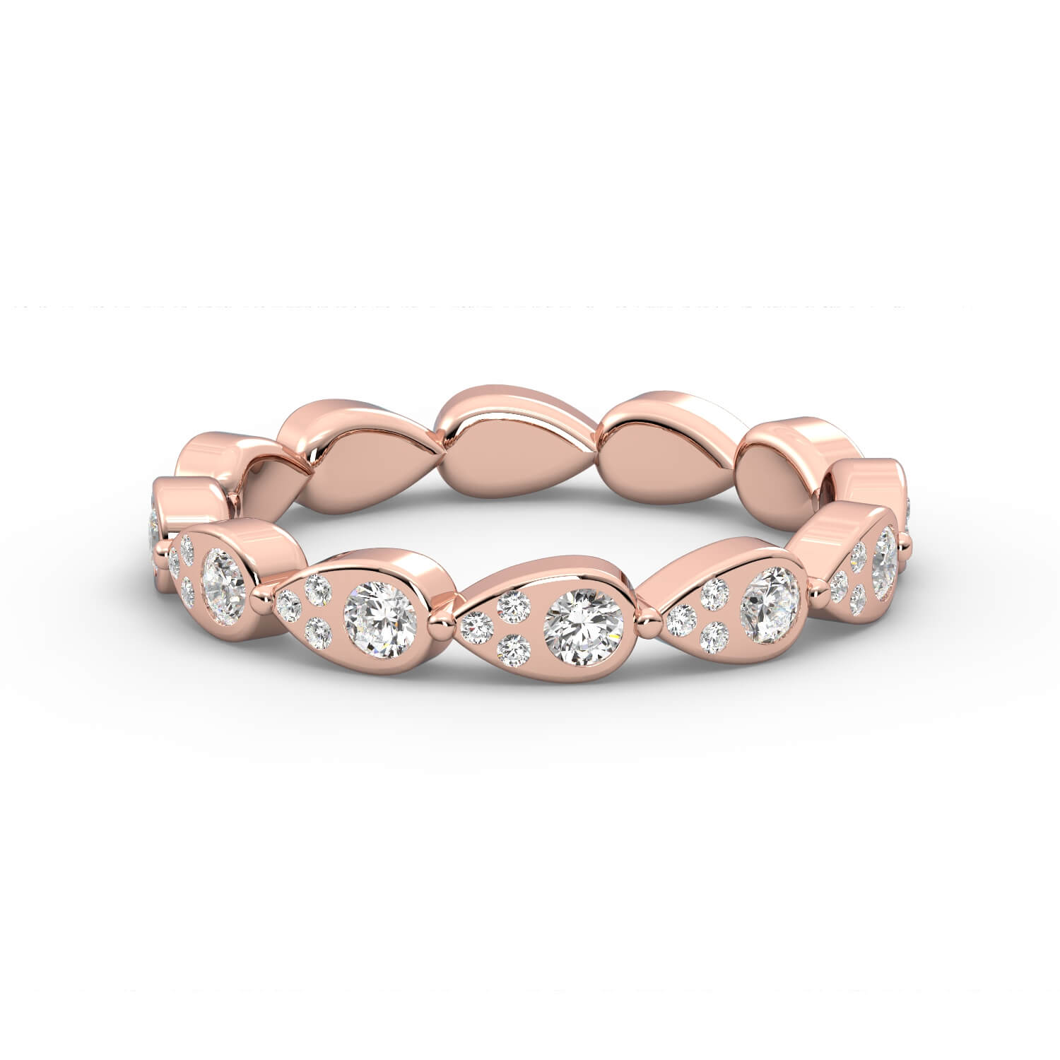 טבעת הוספה חישוק טיפות זהב 14K זהב אדום