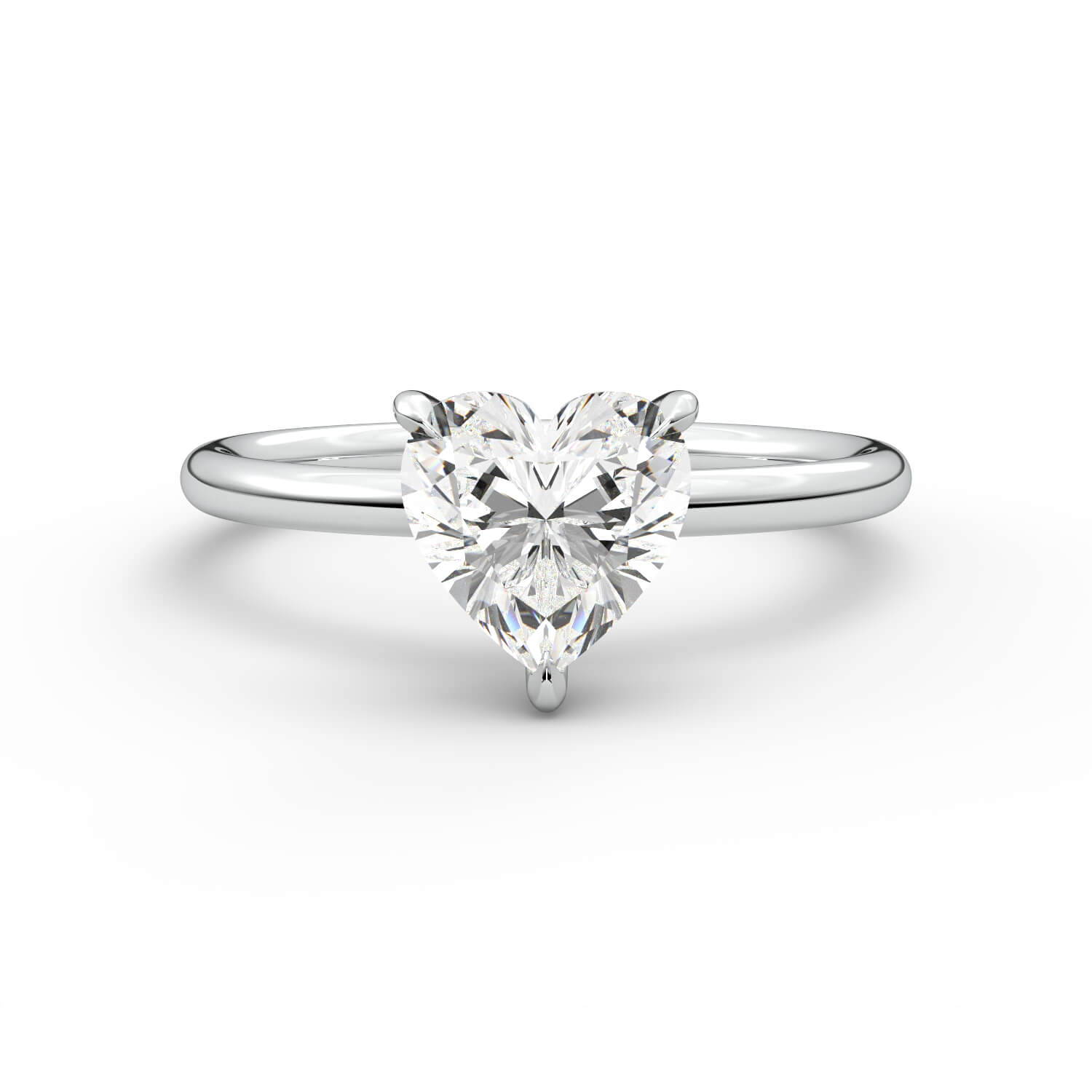 טבעת זהב לבן 14K משובץ ביהלום בחיתוך לב סוליטר