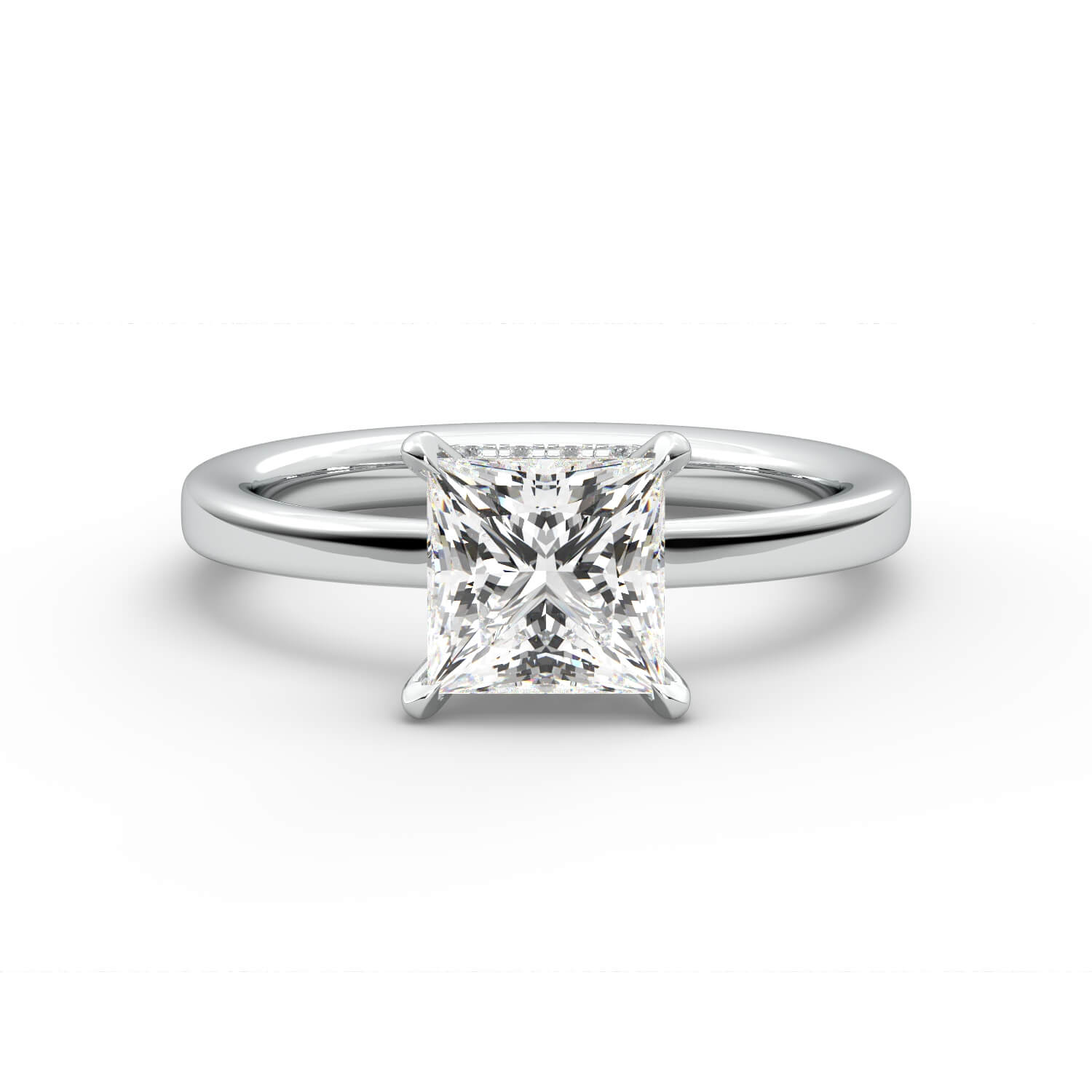 טבעת זהב לבן 14K משובץ ביהלום בחיתוך פרינסס סוליטר