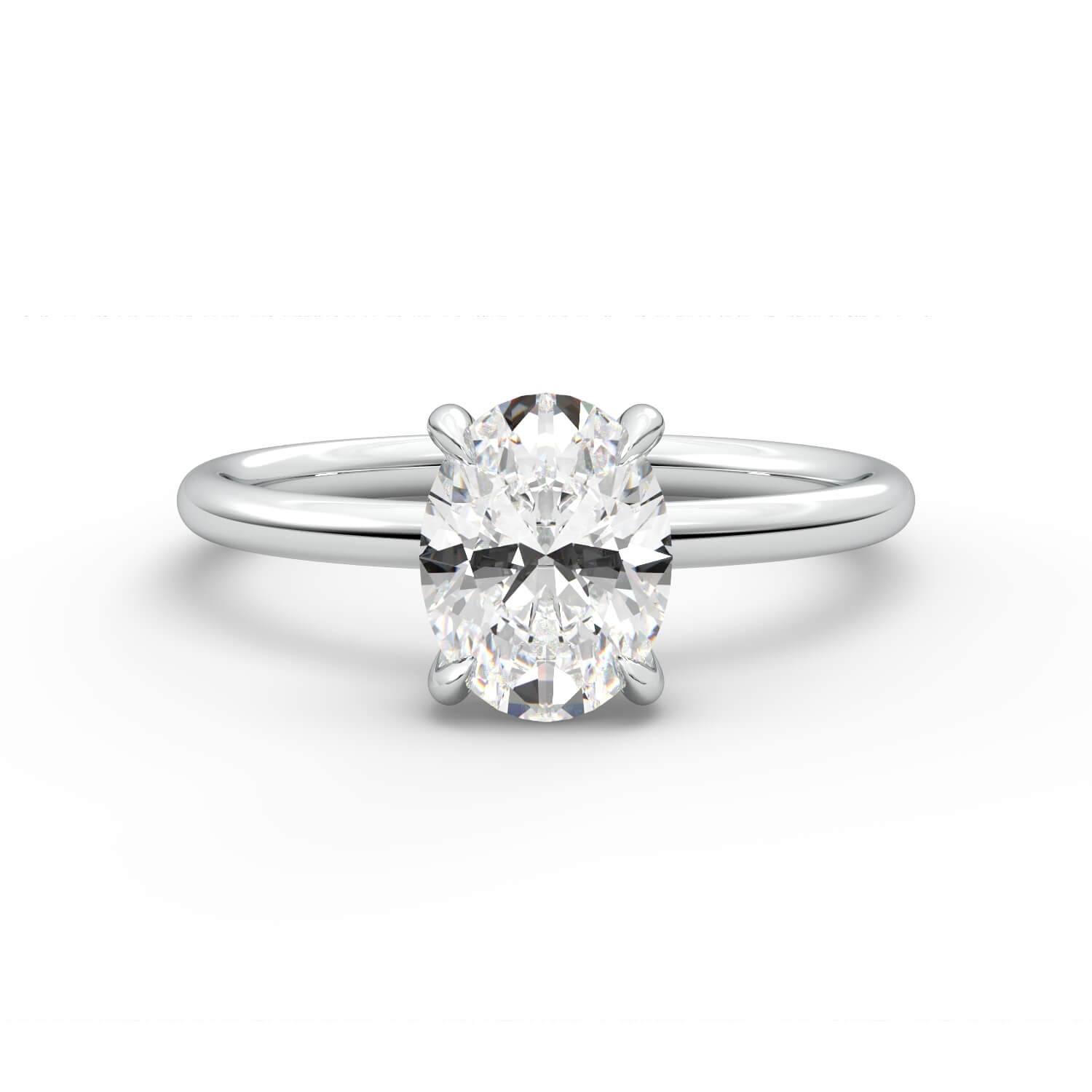 טבעת זהב לבן 14K משובץ ביהלום בחיתוך אובל סוליטר