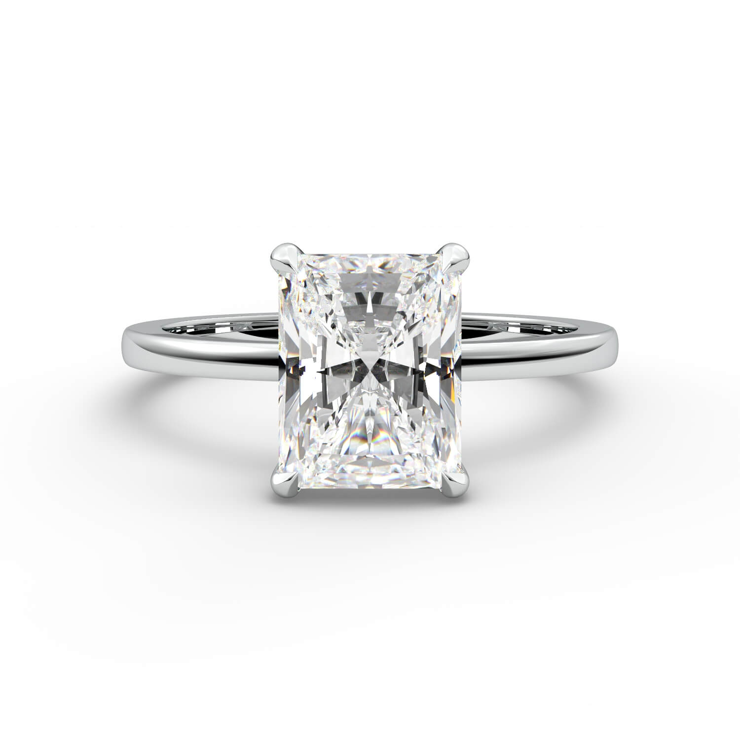 טבעת זהב לבן 14K משובץ ביהלום בחיתוך רדיאן סוליטר