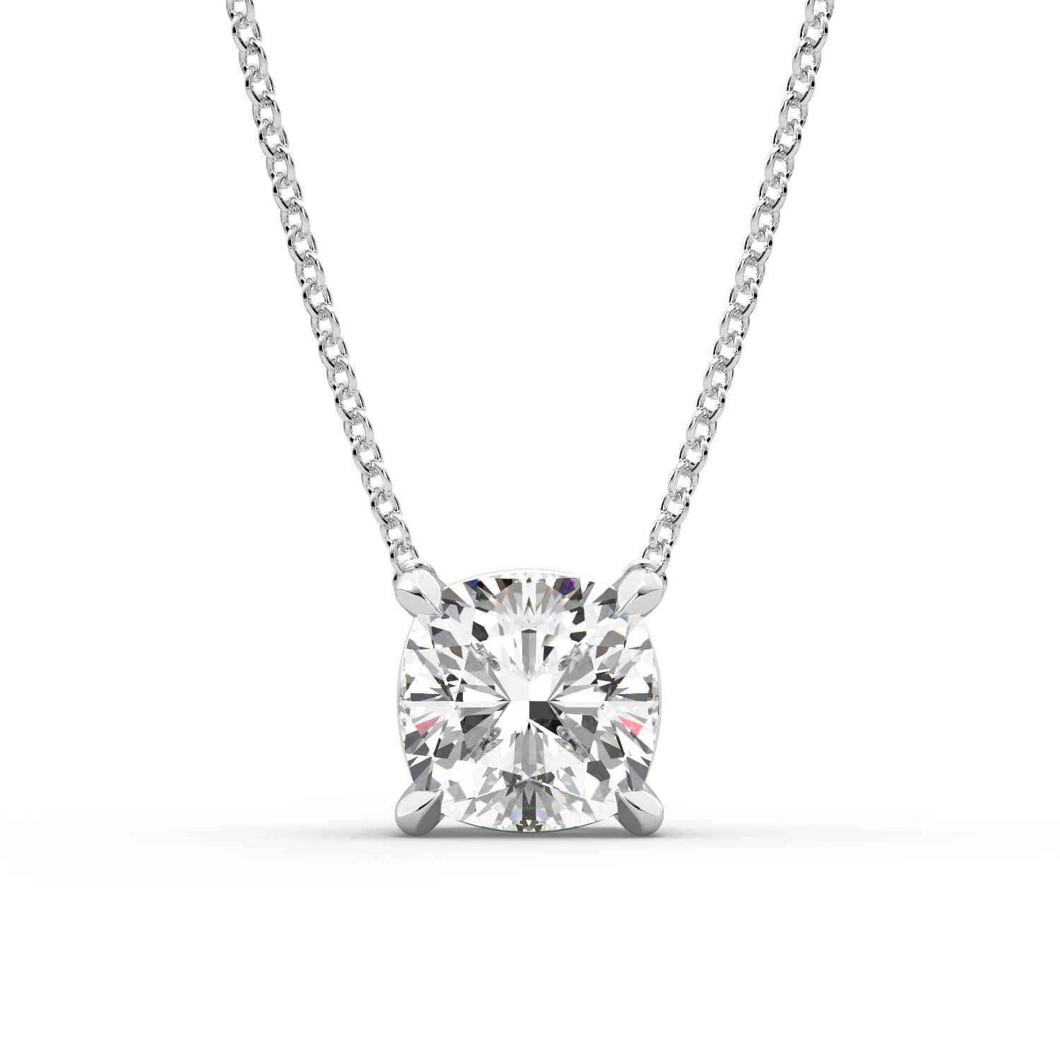 שרשרת יהלום קושן מרחף זהב לבן