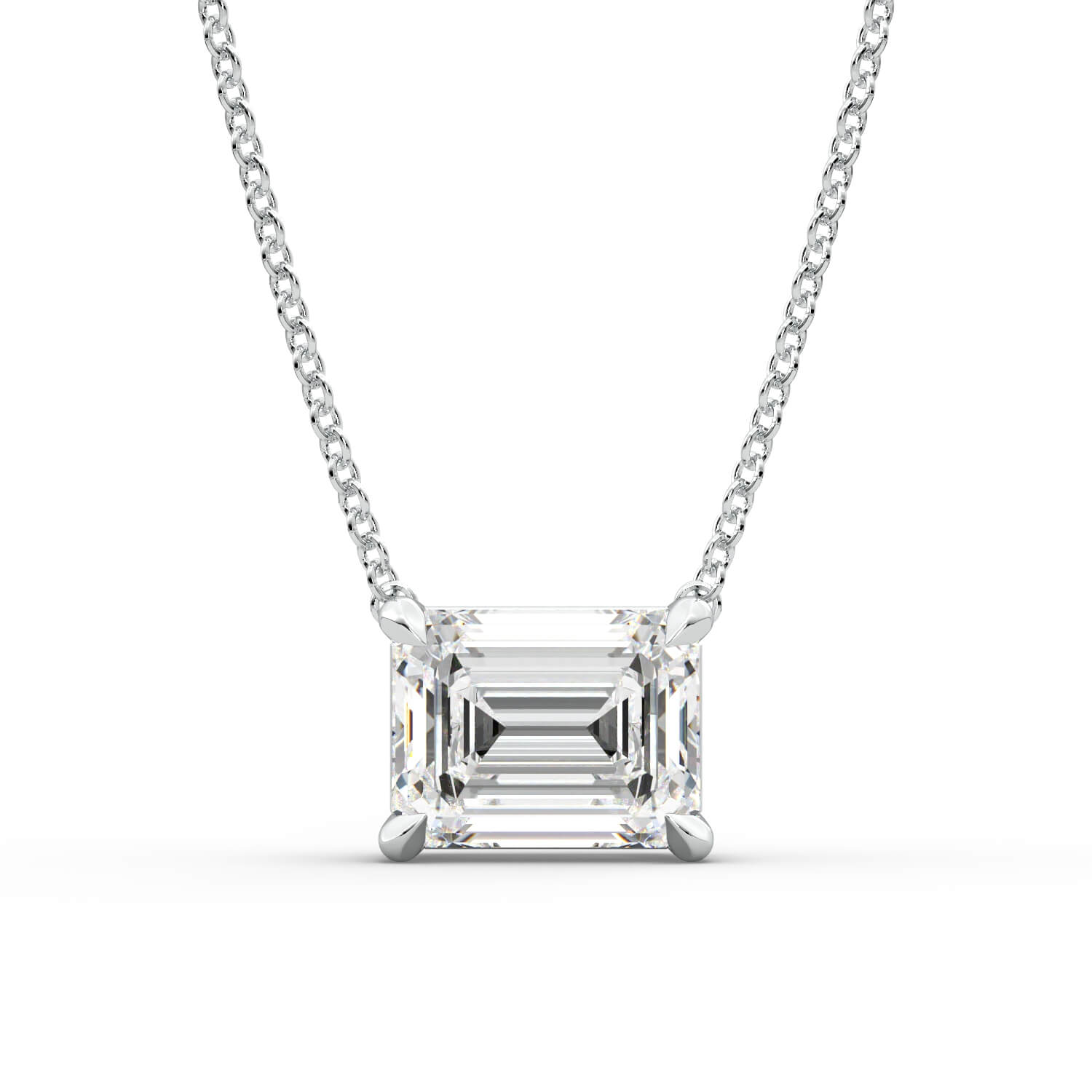 שרשרת יהלום אמרלד מרחף זהב לבן